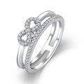 Hot Selling Infinity Heart Promise Custom Moissanite Double Rings Set 925 Sterling Silver Clear Cz Friendship for Women Zircon