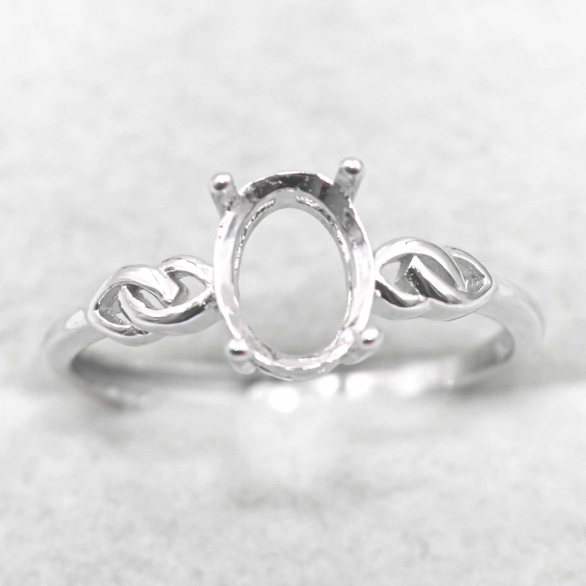Sterling Silver 6*8mm Semi Mount Ring Empty Frame Blank Support Claw Setting S925 Base Holder Without Center Stone for DIY Inlay