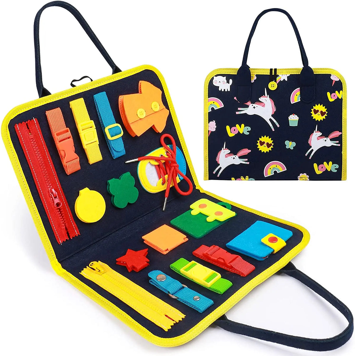 Kids Unicorn Activity Board Preschool Learning Educational Toys Boys Girls Activities Baby Gifts Toddler Busy Board