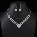 Fashionable square Rhinestone Necklace Exaggerated Geometric Design Necklace Earring Jewelry Set