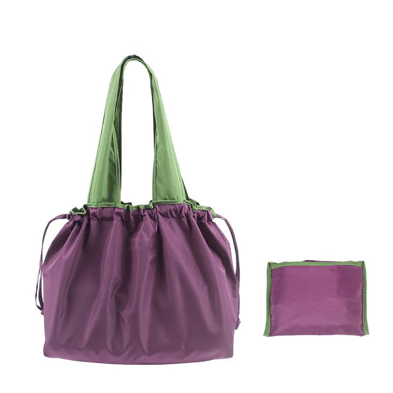 Portable Foldable Drawstring Nylon Travel Eco-friendly  for Supermarket Shopping Bag