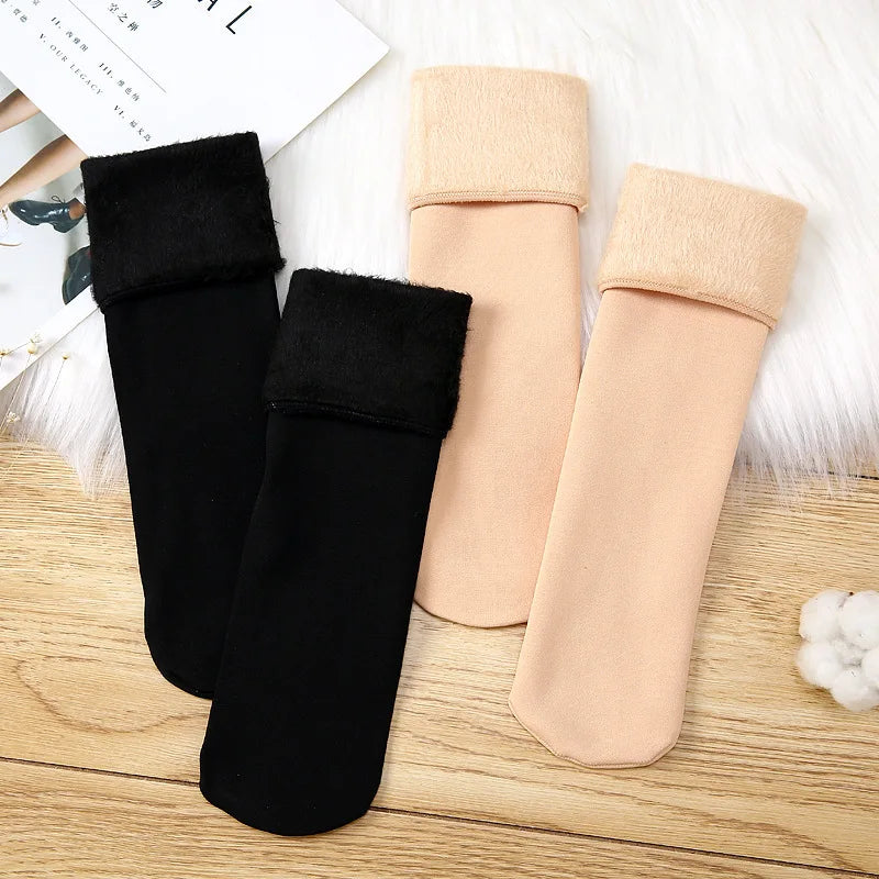 Wholesale Thicken Winter Socks Women Warmer Snowing Velvet Home Floor Socks Women Skin Color Wool Fleece Boots Slipper Socks