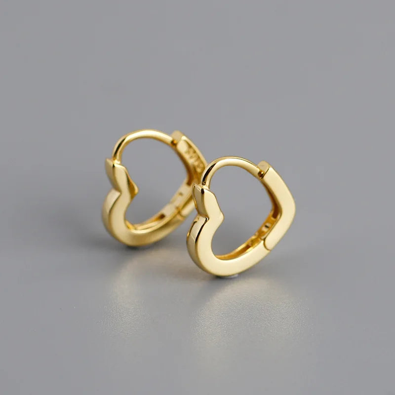 Teenage Girl Heart Shape Clip on Earring 925 Sterling Silver huggies Earrings