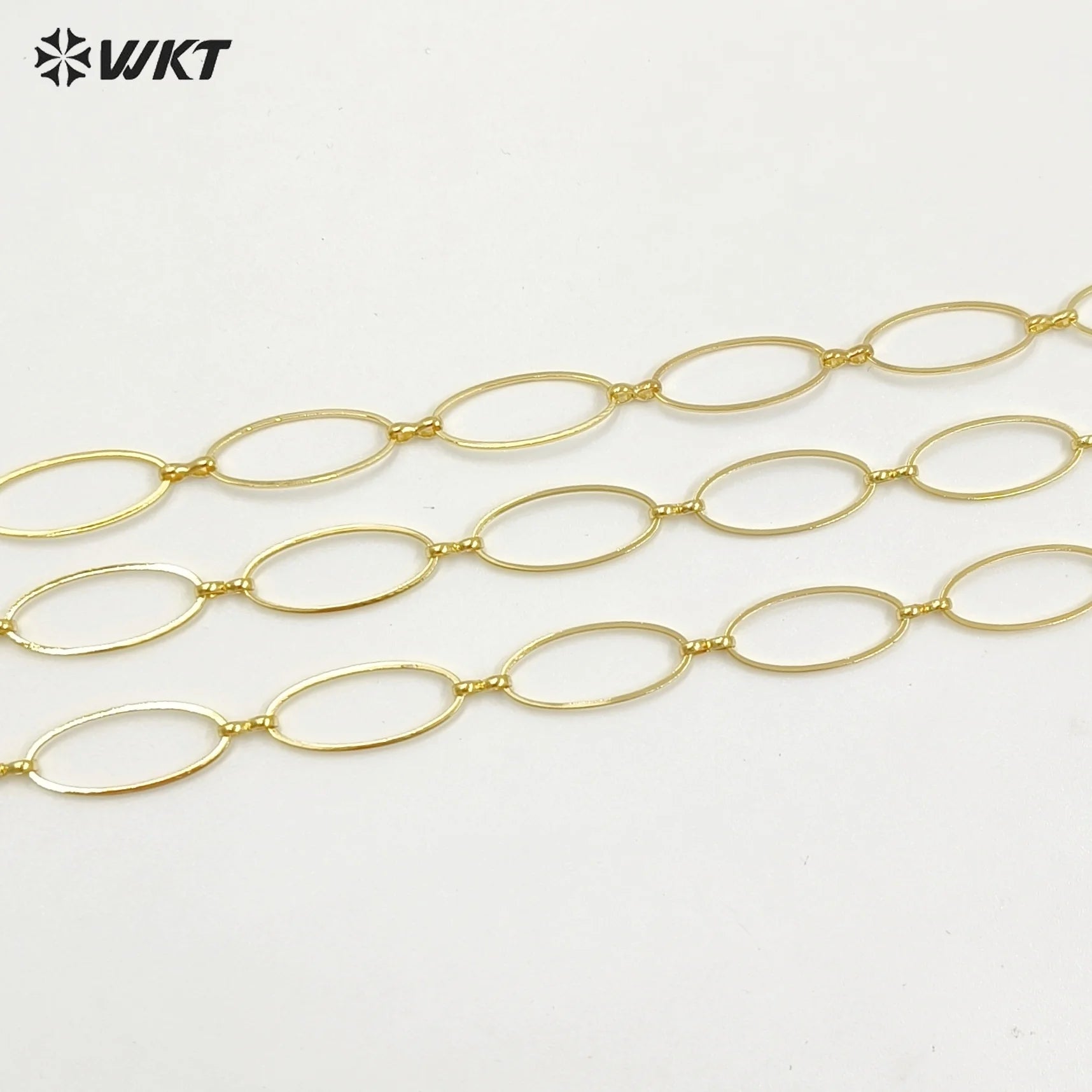 WT-BC193 Newest Fashion 18k Real Gold Plated Brass Chain Sell by Meters Oval Shape Handmade Yellow Brass Big Metal Chain