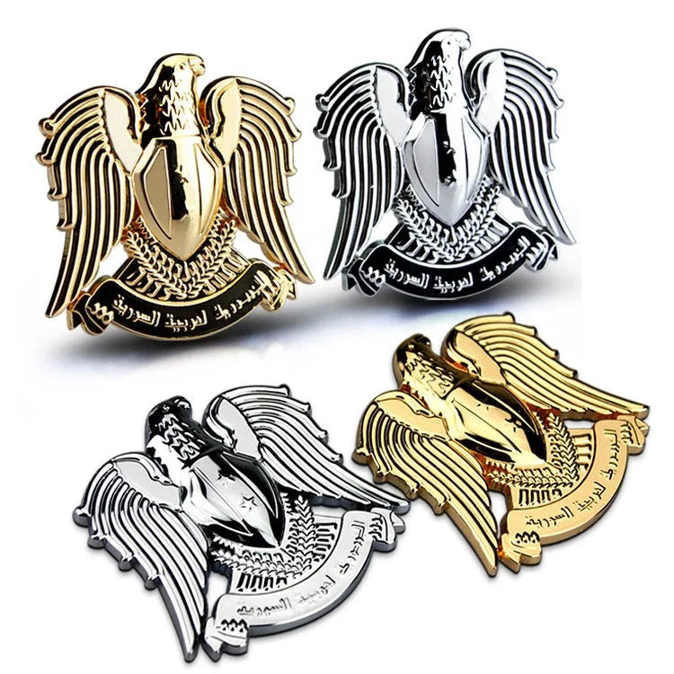 Custom 3D Metal Eagle Car Logo Emblem Exterior Alloy Body Decorative Sticker Die Cut Plated Painted Aluminum Zinc Model Souvenir