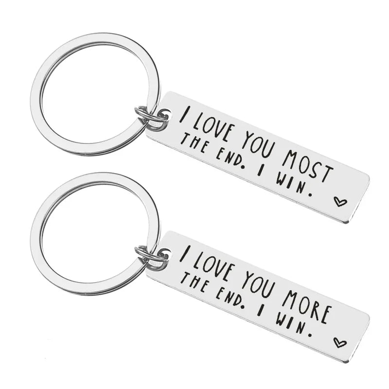 I Love You More the End I Win Keychain Stainless Steel Keyring I Love You Most for Sweetheart