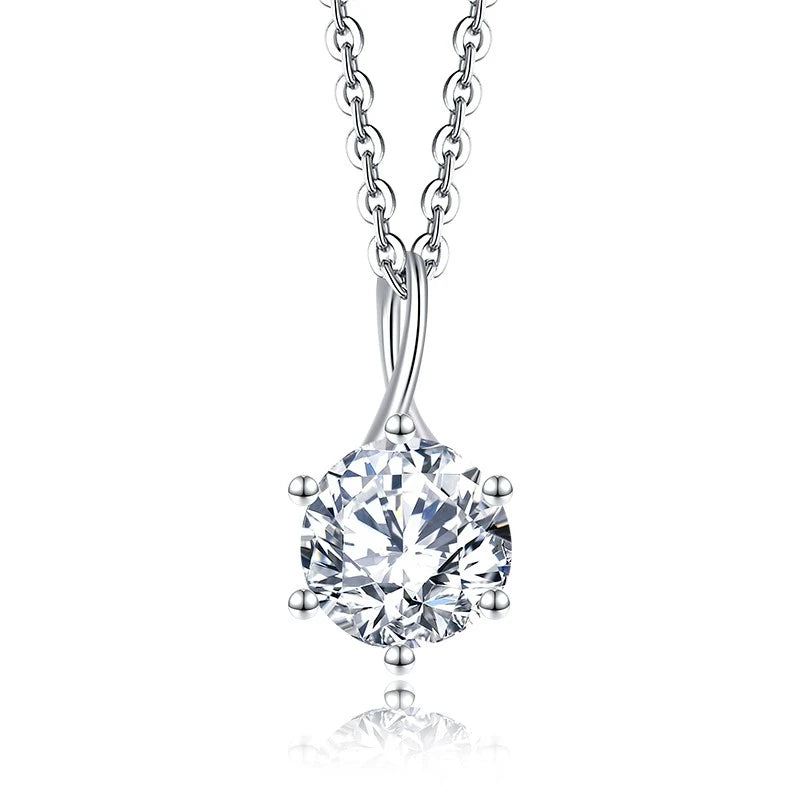 925 Sterling Silver 1ct Moissanite Pendant Necklace Rhodium Plating Timeless Brilliance Solitaire Moissanite Necklace for Gifts