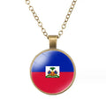 Cheap North America Country Flag Glass Cabochon Vintage Style Haiti Flag Necklace Pendant Necklace Jewelry Gift