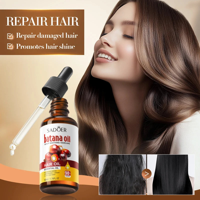 SADOER Batana Scalp Soothing Hair Oil Silky Hydrating Nourishing Serum for Frizzy Dry Damaged Hair All Hair Types Women Men