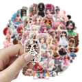 54 Pcs Beautiful Doll PVC Self Adhesive Stickers for Helmet Handbag Phone Case Suitcase Refrigerator Books Decoration