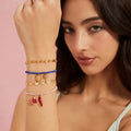 N&S Stylish Sunflower Fruit Pendant Natural Stone Bracelet with Stainless Steel Trendy Fashion Charm Bracelet for Women Gift