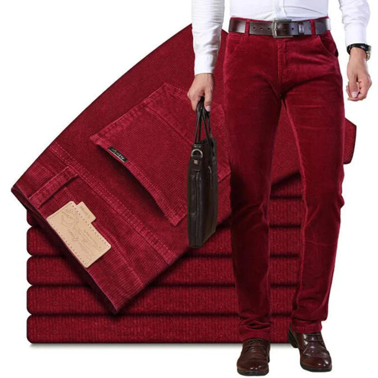Autumn Winter Mens Thick Warm Corduroy Pants Fleece Trousers Male Casual Business Style Long  Straight Men Pants