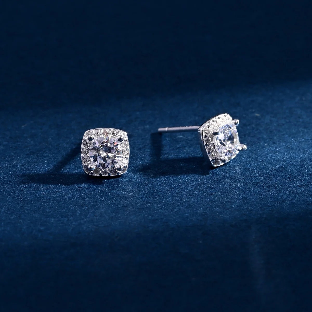 Wholesale Earrings Jewelry Rhodium Plated Cubic Zirconia Square Stud Earring 925 Sterling Silver Fine Jewelry Earrings