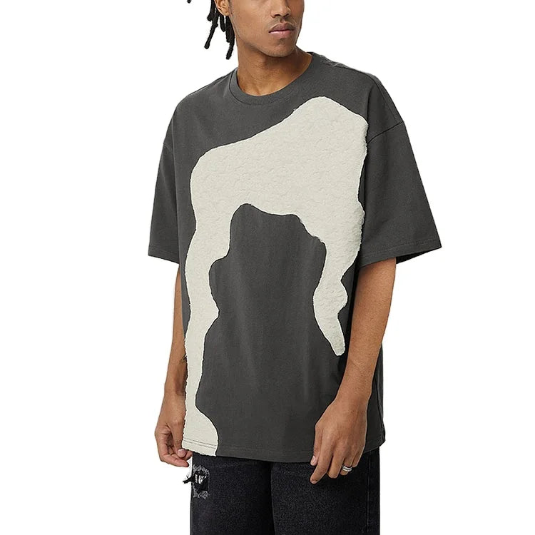 2026 Custom Mechanism Cut and Sew Splicing T Shirt Short Sleeve Crew Neck Embroidery Logo T Shirts for Men Casual Wear