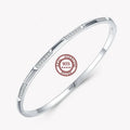 Fashion 925 Sterling Silver Jewelry Single Cuff Bracelets Bangles Pave Zircon for Women Girls Bracelets & Bangles