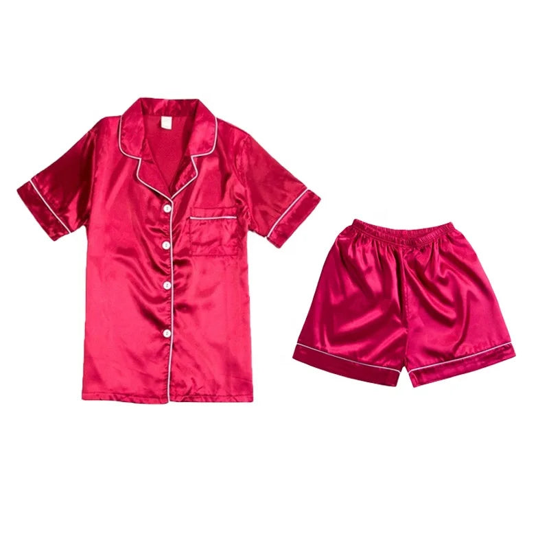 Pajamas Women's Silk Shorts Short Sleeve Cardigan Lapel Solid Color 10 Color Home Service Set Nightdress