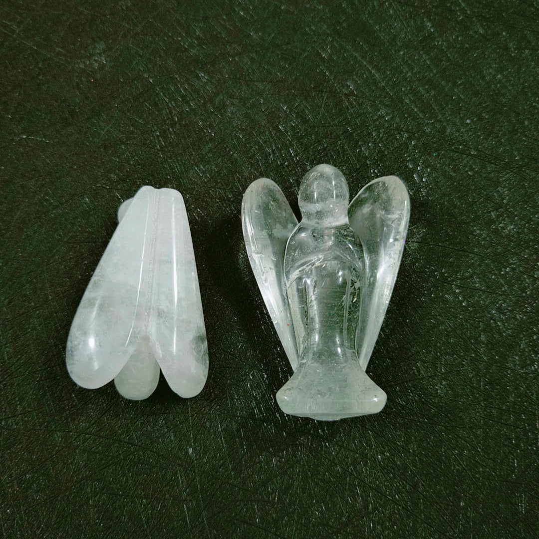 Huiying Hand Carved Natural Clear Quartz Carved Gemstone Angel Stone Statue Figurine Crafts