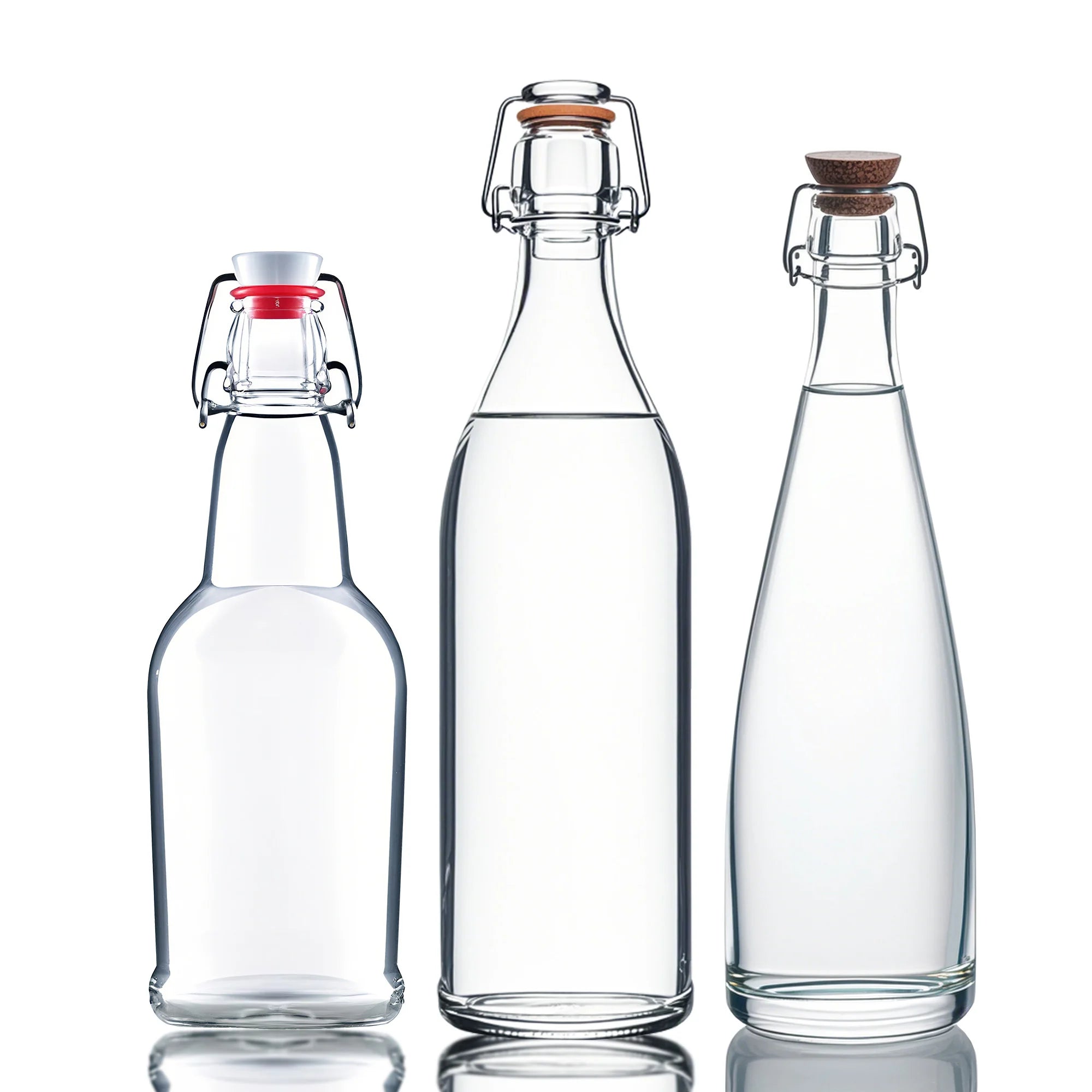 Classic Swing Top Glass Bottles Clear Bottle for Juice Water Wine Beer Beverage with Caps