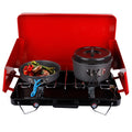 New Design Stainless Steel Outdoor Portable Grill 2-Burner Multi-functional Family Cookout Grill Gas Range for Camping Traveling