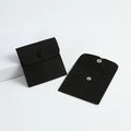 8x8cm Black Microfiber Luxury Portable Soft High Quality Jewelry Pouch with Button Customizable Size for Jewelry Storage