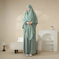 New Fashion Design Plus Size Modest Muslim Lightweight Polyester Abaya Set Two Layers Khimar Islamic Clothing for Spring Autumn MegaBDM