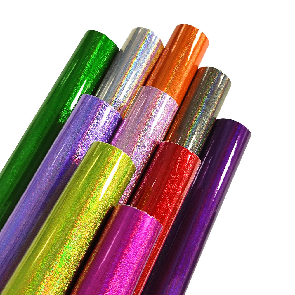Sparkle Glossy Shiny PU Holographic Synthetic Leather Cotton Backing for Making Ladies Bag/hairbows/Mat