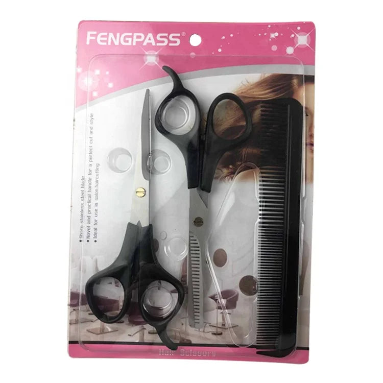 Professional Salon Barber Stainless Steel Serrated Hair Cutting Scissors Set