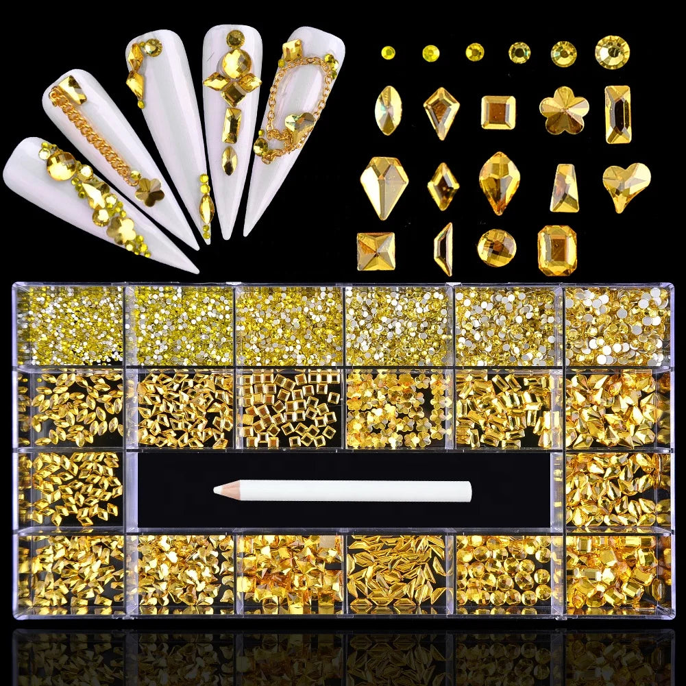 New Arrival Nail Rhinestone Box for Crystal Nail Art Decoration Supplier Nail Art Crystal Kit