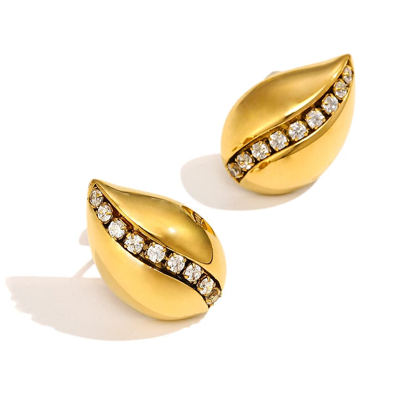 MICCI 18K Gold Plated Jewelry Anti Tarnish Stainless Steel Chunky Custom Zircon Water Drop Earrings in Bulk