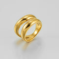 Latest 18K Gold Plated Stainless Steel Jewelry PVD Waterproof Irregular Double Cambered Band Ring for Women Ring R244438
