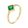 Fashion Factory Wholesale Cheap 925 Sterling Silver Ring Geometric Square Emerald Green Zircon Gold Plated Rings for Women