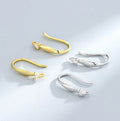 Simple 925 Sterling Silver Zircon Fish Hook Earwires Gold Plated Cz Diamond Ear Hook for Earrings Jewelry Making