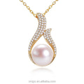 Certified 2022 Boutique Micro-Inlaid Craft Natural Freshwater Pearl Necklace Feather Pearl Pendant 18K Gold-Plated Color