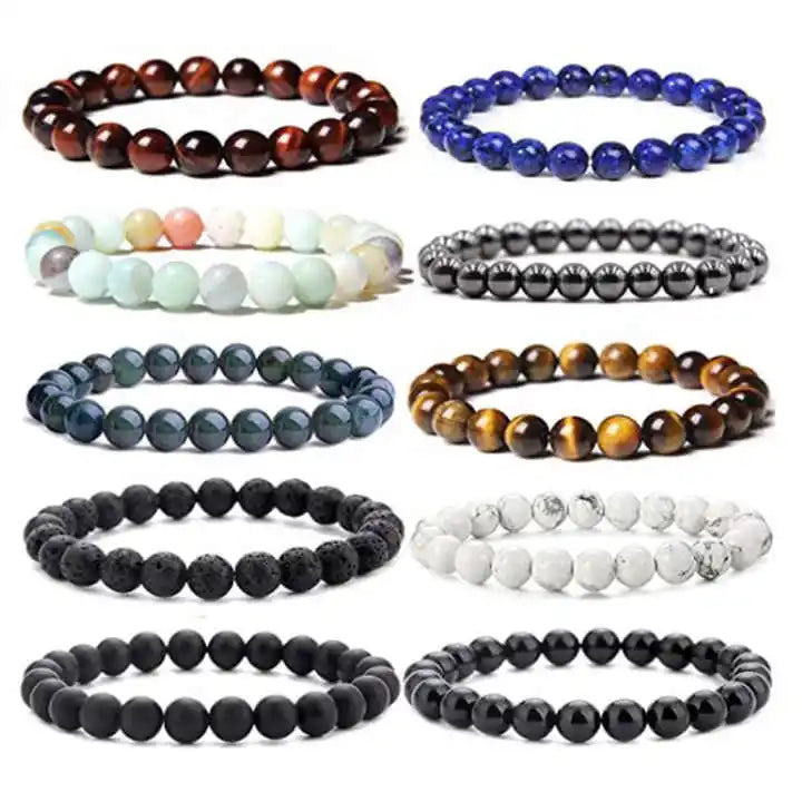 Natural Gemstone 6MM 8MM Bead Healing Crystal Bracelet Charka Feng Shui Real Tiger Eye Stone Charm Mens Bracelet Women
