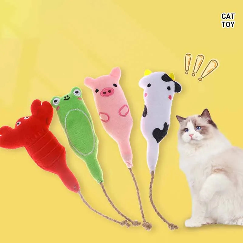 New Arrival YH Pet YH524 Cute Animal Shape Cat Plush Toy with Catnip and Hemp Rope for Cats Interactive Play