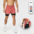 S-4XL Men's Shorts Summer Two Layers Surf Pants Solid Color Elastic Lace Waist Plus Size Beach Short Men