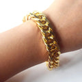 Women 14mm Wide Gold and Silver Plated Cuban Link Chain Bracelets Jewelry MegaBDM