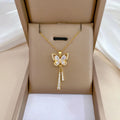 Collar De Mariposa Dainty Jewelry 18K Gold Plated Stainless Steel Cat Eye Stone Clear Cubic Zircon Butterfly Pendant Necklace