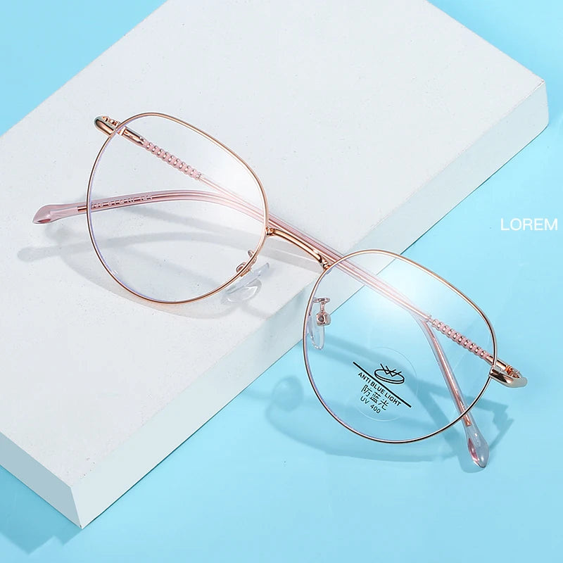 Eyewear Trendy Metal Frames Prescription Glasses Anti Blue Light Optical Frame