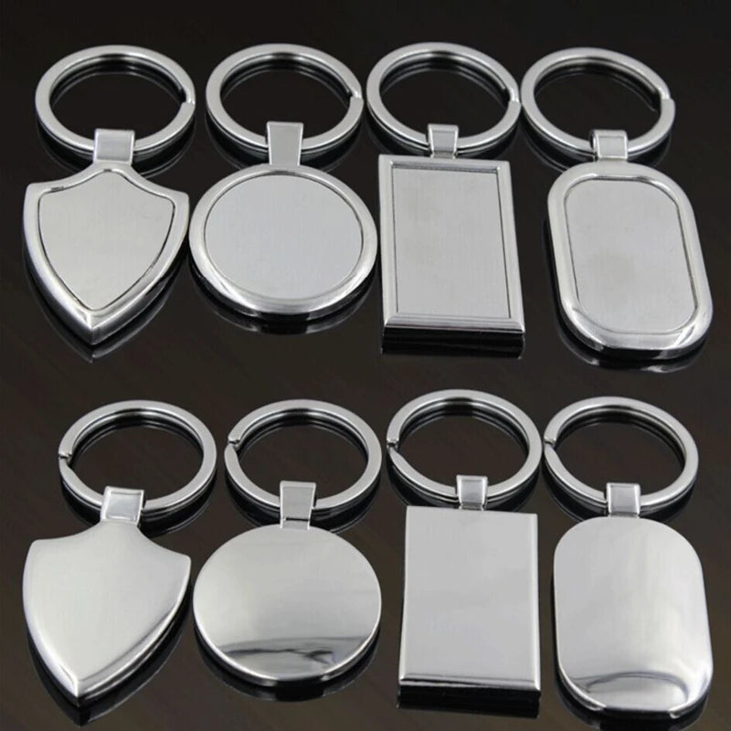 Stainless Steel 4 Designs Newest Metal Blank Keychains Advertising Custom LOGO Keyrings for Promotional Gifts
