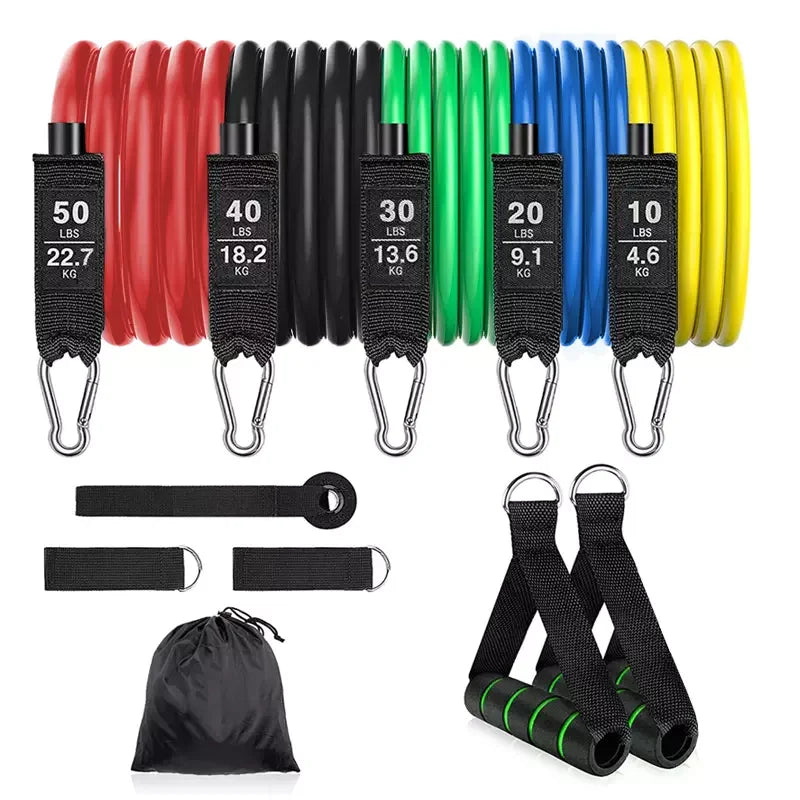 Home Workout 2022 Hot Sale Fitness Power 11 Piece Resistance Band Tube Set