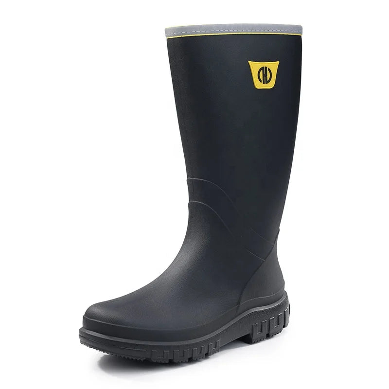 GUYISA New Style Dynamic Waterproof PVC Rain Boots Black Anti-Slippery and Hard-Wearing for Winter and Summer Seasons Autumn