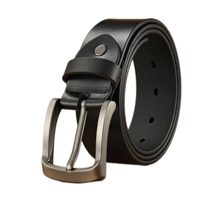 Men's Genuine Cow Hide Leather Belt Casual Work Dress Jeans Belt with Alloy for Buckle