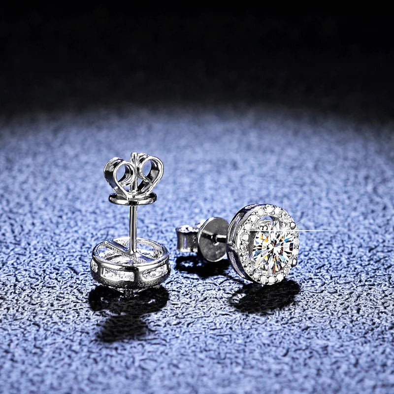 S925 Sterling Silver 5mm 0.5ct Stud Earring with Loose D VVS Moissanite Diamond Gems Luxury Moissanite Earrings
