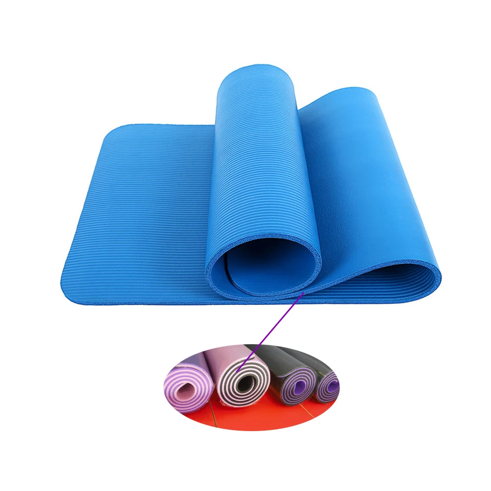 Private Custom Printed Logo 10MM NBR Thickness Yoga Mat Fitness Pilates Foam NBR Two-Color Yoga Mat With Carrying Strap