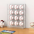Baseball Display Shelf Case Hold 12 Balls Clear Cube Baseball Display Box Acrylic Material and UV Protection Memorabilia Ball