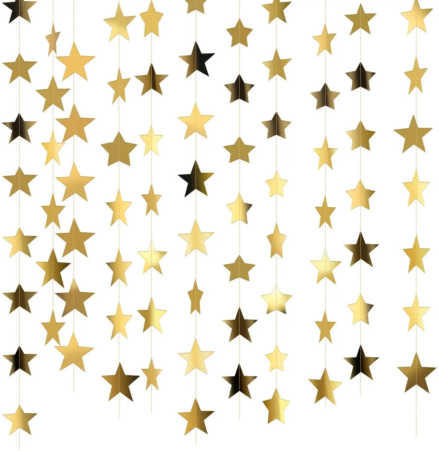 Metallic Gold Star Paper Garland Mirror Banner Hanging Decoration Wedding Birthday Decoration XJ0002