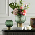 Green Glass Flower Vase Gradient Vase Modern Geometric Vase Centerpiece Decorations for Home Office