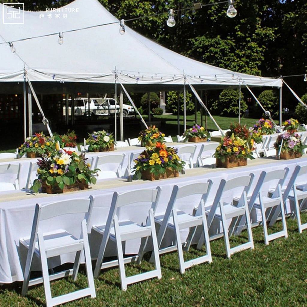 Lightweight White Resin PP Folding Modern Lawn Garden Chair Outdoor Rental Wedding Chair Portable Bedroom Park School Villa Use