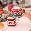 Y-Z Jacquard Knit Cup Holder Sleeve Cozy Crochet Mug Cover for Christmas for Coffee Mugs Warm Beverages Great for Giveaways